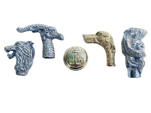 Canne de marche en aluminium lot de 5 avec poignée bois et laiton