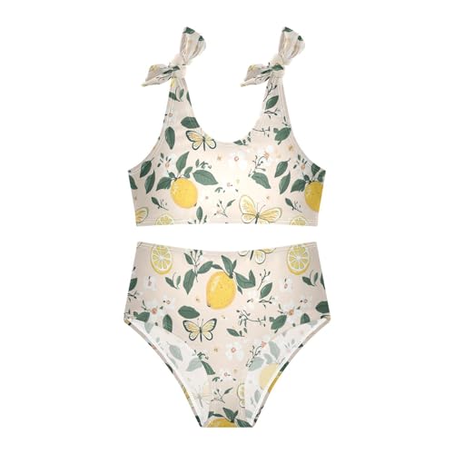 Wusikd Cute Lemons Girls Swimsuits Two Piece Butterflies Flowers Swimwear Bikini Set for for Girls Size 3T3