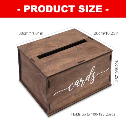Caja de tarjetas con tapa para boda y graduación, madera premium de 30x26 cm 4