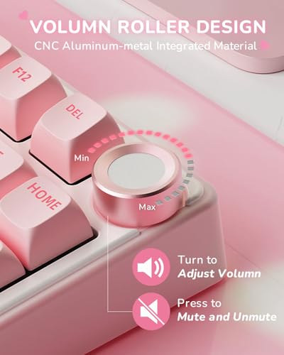 Image of RK ROYAL KLUDGE R75 Mechanical Keyboard Wired with Volume Knob, 75% Keyboard Gasket Mounted, Hot Swappable, Creamy Sound, MDA Profile, PBT Keycaps, Pink