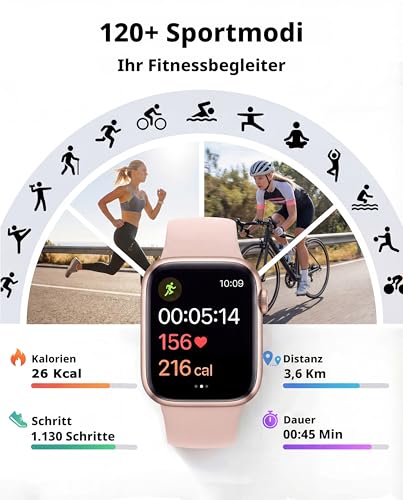 Smartwatch Damen Herren, 1.83" HD Fitnessuhr & Fitness Tracker mit Schrittzähler/Blutdruckmessung/Pulsuhren/Telefonfunktion, Schlaftracker… – Ansicht 3