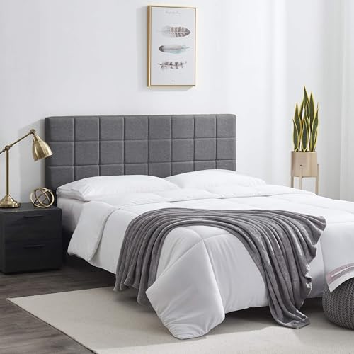 Hearth & Harbor HH-SQTF-HDBRD-F-GREY Headboard Full Size Bed, Square Tufted Linen Headboards, Upholstered Full Size Headboard Only, Bed Frame Mount Bed Headboard, Adjustable Height 34"-42" thumb #6