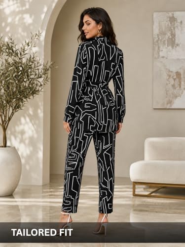Image of Leriya Fashion Co Ord Set for Women Stylish | Western Dress for Women Casual Poly Cotton Cord Set | Printed Shirt Pant Set with Wide Leg Pants | Smart Casual Office & Travel Outfit