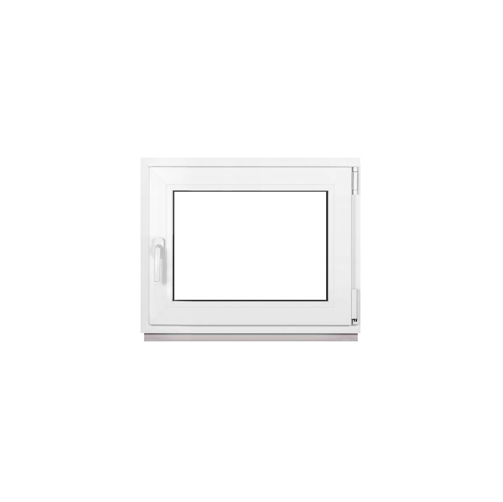 Finestra in Plastica Bianca, Larghezza x Altezza 70 x 50 cm (700 x 500 mm), Triplo Vetri (32 mm), Anta-Ribalta, Girevole DIN Sinistra – Premium
