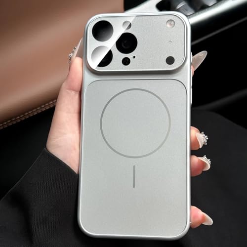 Coque rigide magnétique iPhone 16 Pro Max argent pour chargement sans fil