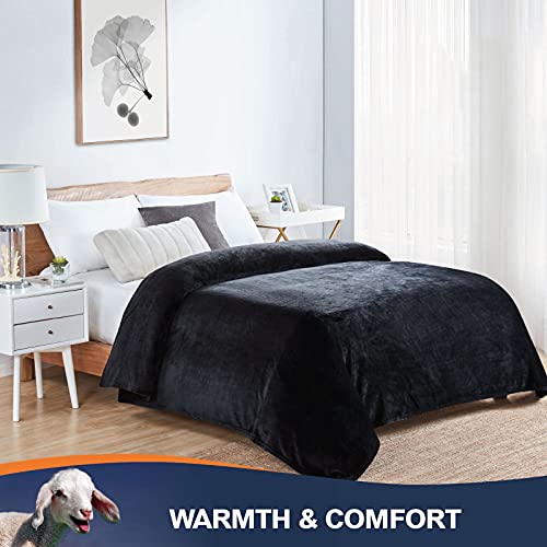 Walensee Fleece Blanket Plush Throw Fuzzy Lightweight (Throw Size 50X60 Black) Super Soft Microfiber Flannel Blankets For Couch, Bed thumb #4