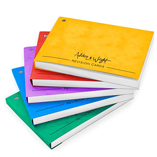 Ashton and Wright Revision Cards - Cartoncini per disco, dorso gommato, 14,9 x 10,8 cm, 50 fogli, copertina screziata, 1 per ogni colore, confezione da 5