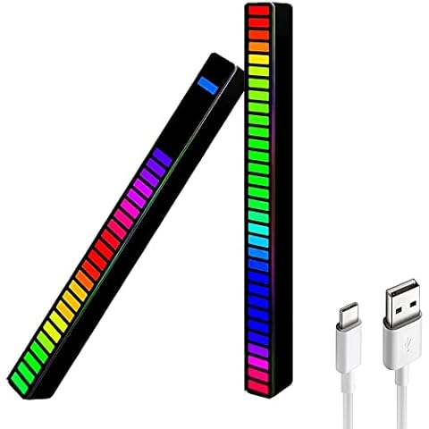 Tgmydie Voice-Activated LED Pickup Rhythm Strip Light 5W RGB Atmosphere Colorful Tube Intelligent Sensing Beats Ambient Lamp Bar,Black Cover