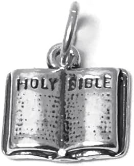 Holy Bible Charm Sterling Silver 13mm, silver Bible Charms, 925 Sterling Silver Charms, Religious Charms, Christian Charms, Bible Charms - SP381