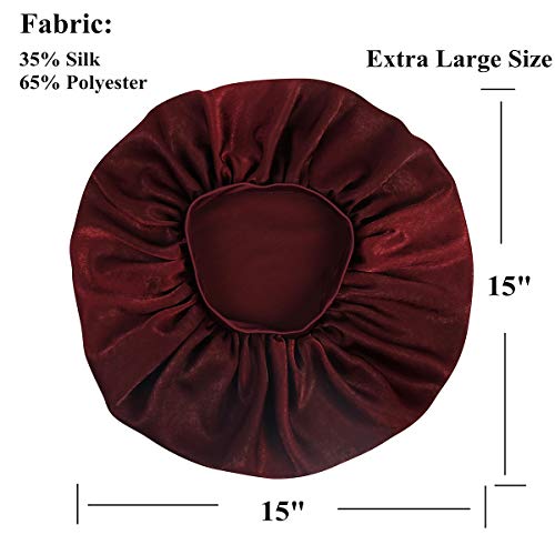 Satin Silk Bonnet Sleep Cap - Printing Soft Extra Large Wide Band S Women Night Hat for Long Curly Natural Hair Cap Salon Silk Scarf Chemo Patient Slouch Slouchy, Christmas Santa Day Gifts for Women - Thumbnail 2