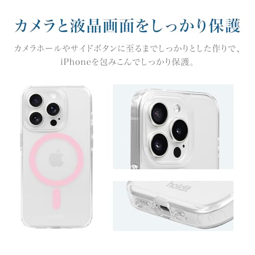 Coque iPhone 15 Pro MagSafe holdit ultra fine et transparente rose - 6