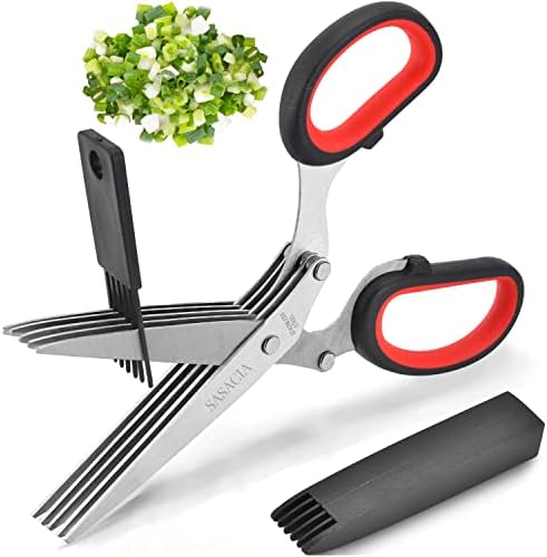 Herb Scissors with 5 Blades & Cleaning Kit, Stainless Steel Kitch...