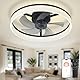 Depuley LED Deckenventilator mit Licht: 20 Moderne Low Profile Flush Mount Kronleuchter mit App & Fernbedienung - Dimmbar Schwarz Bladeless Fan Licht für Schlafzimmer Kinderzimmer Wohnzimmer