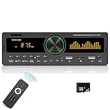 podofo Dual USB Single Din Car Stereo Receiver, Push to Talk Assistant, Bluetooth Audio/Hands-Free Calling, Support APP Vehicle Location Fast Charging AM/FM/MP3/USB/AUX-IN/LCD + 32G SD Card + Remote