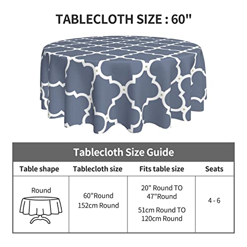 Acxzorpv Moroccan Pattern Round Tablecloth Waterproof Wipeable Table Cloth Wrinkle Free Oil Stain Resistant For Indoor And Outdoor Decoration 60 Inch #TOP4