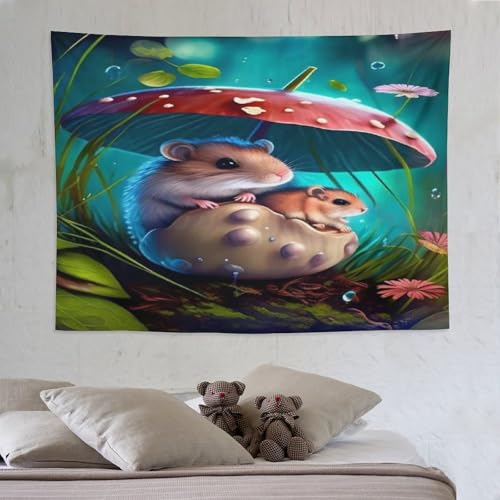 Tapisserie souris PAZZK en polyester 150×200cm pour la décoration murale du salon