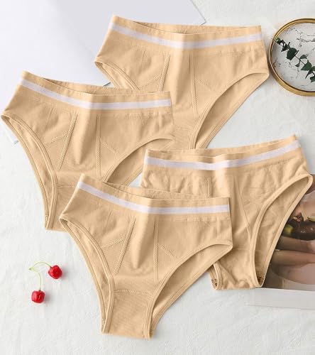 Image of Eiggam Women's Cotton Bikini Panties,High-Cut Full Coverage Stretch Cool Underwear for Women