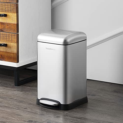 Image of happimess Betty Retro Mini 3.2 Gal Step Trash Can, Platinum Silver