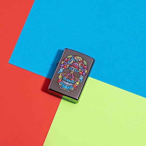Image of Zippo Skull Design Multicolour Windproof Pocket Fuel Lighter, BIS Certified