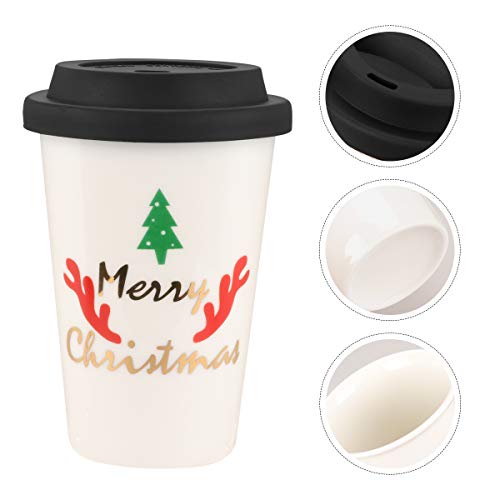 UKCOCO Copa de Árbol de Navidad Taza de Cerámica para Beber para Festivales Diseño Navideño Material Cerámico para Café Color Aleatorio