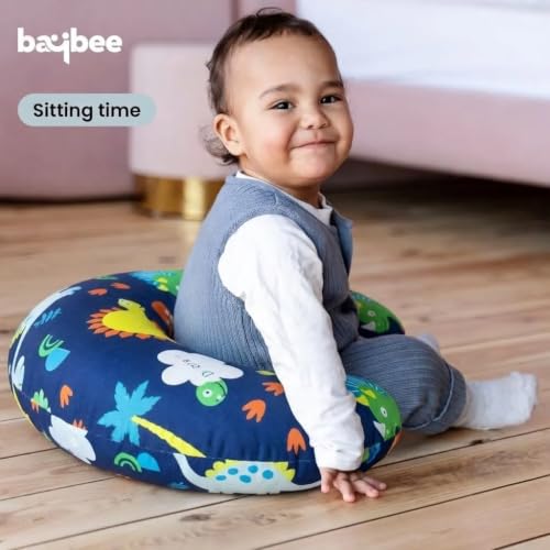 Image of BAYBEE Feeding Pillow for New Born Baby | Breast Feeding Pillow with Removable & Washable Cover | Nursing Pillow for Breastfeeding Support Cushion for Propping, Tummy Time & Sitting for Baby (Blue)