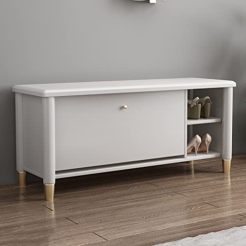 Banc de rangement à chaussures en métal et bois, meuble d'entrée 80cm pour couloir
