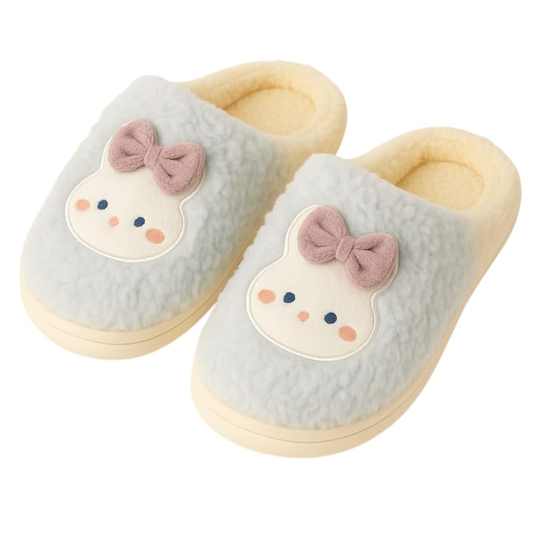 Krystle Cute & Cozy Panda Face Kids Slippers – Soft Plush Indoor House Shoes (Blue2,4-5 Years)