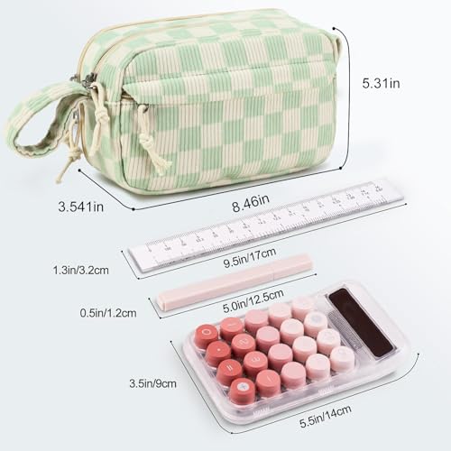 Image of Bluboon Big Capacity Pencil Case Pencil Pouch Pen Case School Supplies Cute Pencil Box Pencil Bag for Teen Girls Boys Women Man (Green White Checkered)