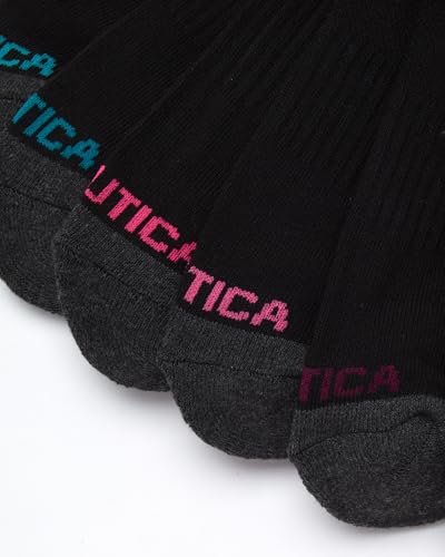 Image of Nautica Womens Quarter Socks Athletic Cushion Moisture Wicking Socks 6 Pack | Stretch Performance Dri-Motion Fabric, Cushioned with Arch Support, Breathable Mesh Panels, Quarter Cut, Shoe Size 4-10