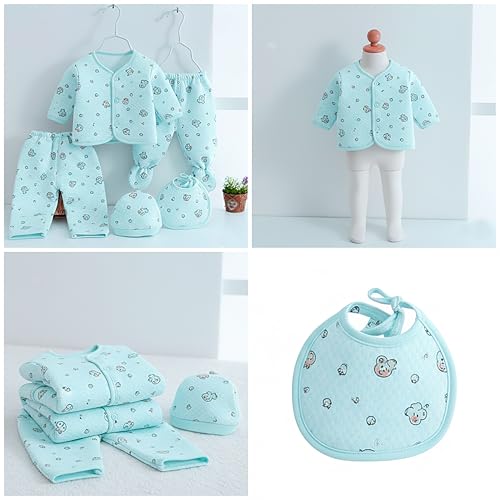 Image of Presents New Born Baby Winter Wear Printed Baby Clothes 5Pcs Sets 100% Cotton Boys Girls Unisex Baby Cotton /Winter or Flannel Suit Infant Clothes