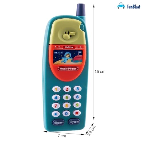 Image of FunBlast Cartoon Musical Mobile Phone for Kids, Mobile with Light & Sound Toys for Babies | Educational Toys for Kids 3+ Years /Boys /Girls-1 Unit (LightBlue-B)