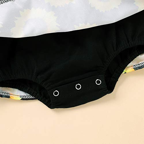 Baby Girls Romper Dress V-Neck Backless Lace Sunflowers Bodysuit Princess Dresses with Headband Infant Carnival Clothes4