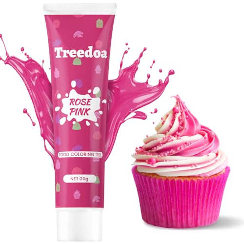 Food Colouring Gel Tube Highly Concentrated Professional-Grade Gel Edible Ingredients Easy to Use Vibrant Colour Food Dye for Cake Decorating Baking Easter Egg Icing Fondant Cookie Slime-Rose Pink 20g