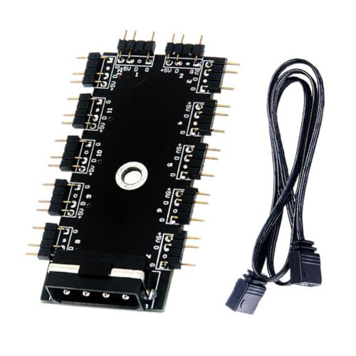Rfeeuubft Adaptador de Extensión Divisor de Concentrador de Ventilador de Refrigeración ARGB para PC de 1 A 11 de 5 V y 3 PWM Fuente de Alimentación IDE de 4