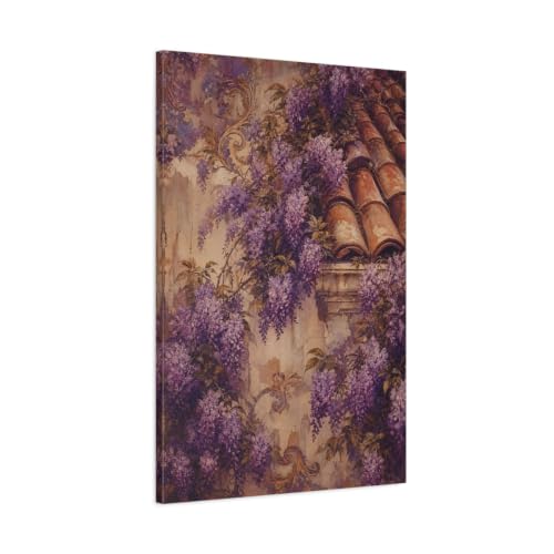 Toile canevas glycine violette de style rétro avec châssis 3cm
