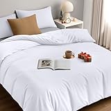 Utopia Bedding Copripiumino 3 pezzi, Una Piazza e Mezza - Microfibra Copripiumino 200x200cm + Federe 50x75cm - Bianco