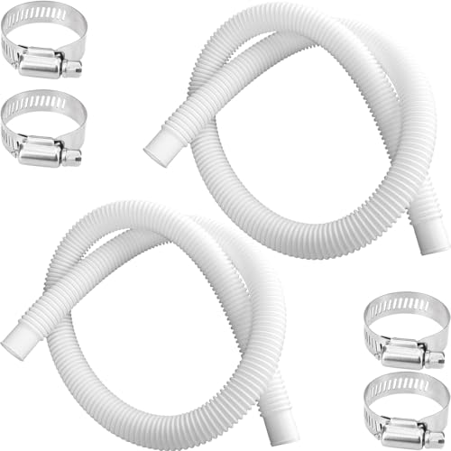 Image of 1.25 inch x 3ft Pool Hose for Above Ground Pools, 1-1 /4 inch Flexible Pool Skimmer Hose Replacement Compatible with Intex, Coleman, Summer Waves, XtremepowerUS, Bestway, Sand Filter Pumps (White, 2 Pack)