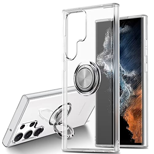 NEINEI Funda para Samsung Galaxy S23 Ultra 5G,Funda Ultradelgado Transparente Cristal con 360° Magnético Soporte,Carcasa Flexible Suave TPU Silicona Proteccion Case Cover,Transparent Cover