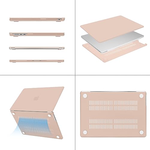 Image of MOSISO Compatible with MacBook Air 15 inch Case M4 M3 M2 2025 2024 2023 Release A3241 A3114 A2941 with Touch ID, Plastic Hard Shell Case&Keyboard Cover&Screen Protector&Storage Bag, Camel
