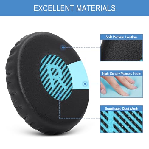 Image of GEVO Ear Pads Cushions Replacement for Bose On-Ear 2 Headphones,Earpads for Bose OE2 /OE2i /SoundTrue On-Ear /SoundLink, Earpads with High Dense Noise Isolation Foam,Protein Leather,Black&Blue