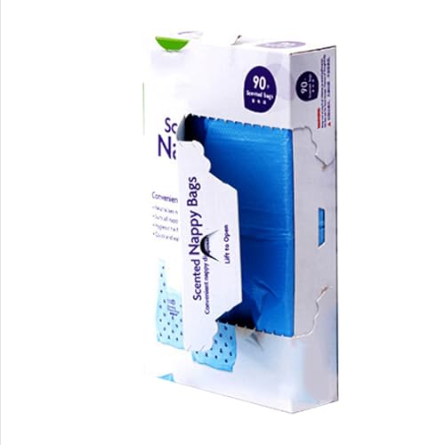 KOAHDE Bolsas de pañales desechables con mango de corbata, sacos desechables para pañales, bolsas de basura para mascotas, pestañas fáciles de usar, 90 unidades
