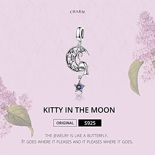 Pulsera con dije gato lunar en plata ley 925 y accesorios DIY 2