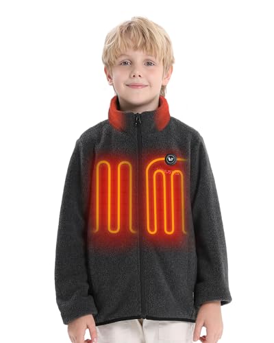 Image of Venustas Kids Heated Fleece Jacket with Battery, Boys Youth Electric Heated Coat for Winter