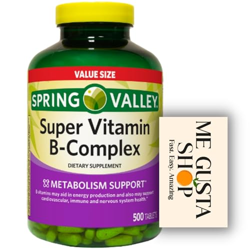 Spring Valley Super Vitamin B-Complex Tablets Dietary Supplement Value Size, 500 Count + me Gusta Sticker
