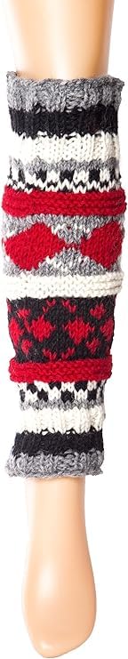 Image of Tibetan Socks Hand Knit Wool Fleece Lined Leg Warmers Boot Toppers