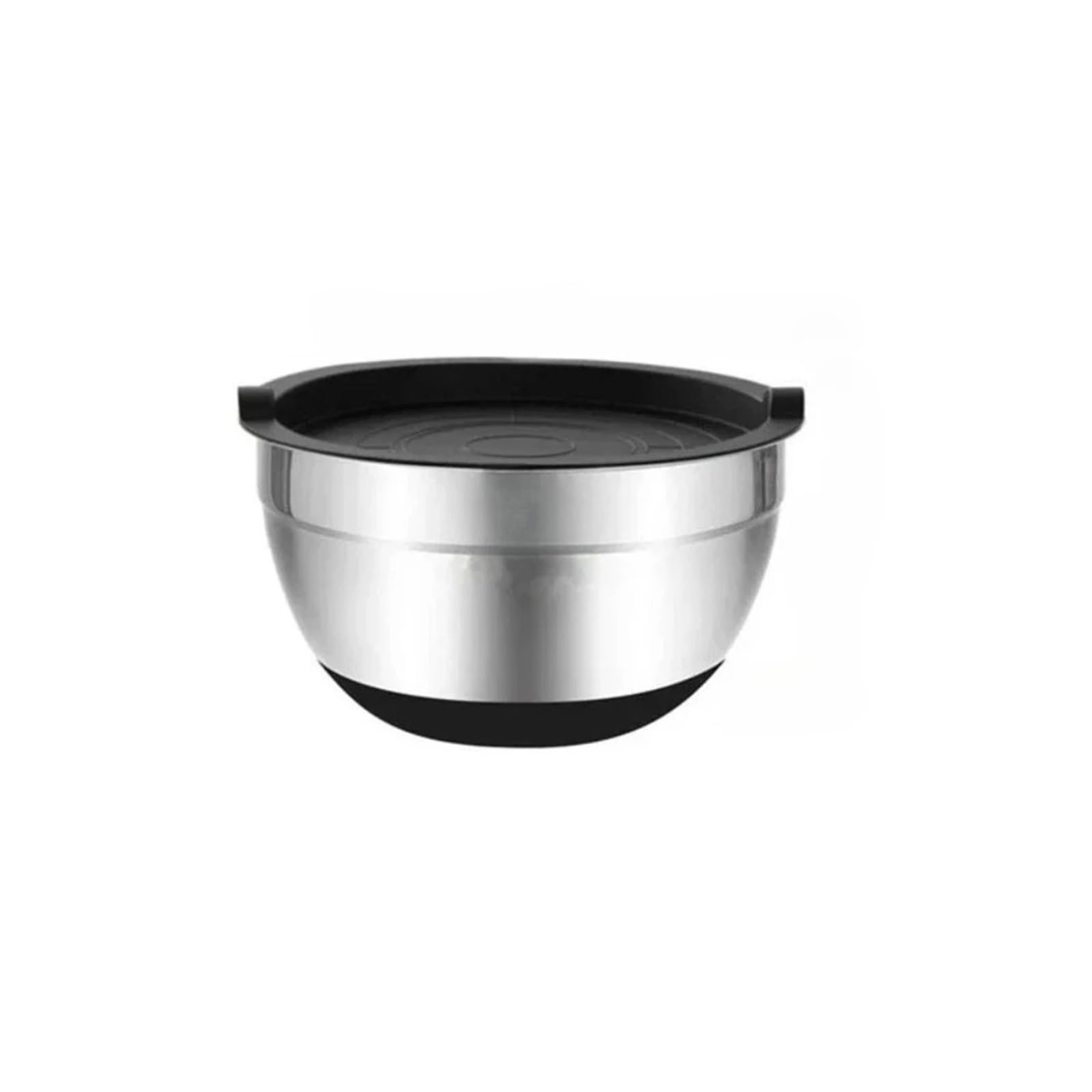 Edelstahl-Rührschüssel mit Deckel, rutschfest(28 cm black)