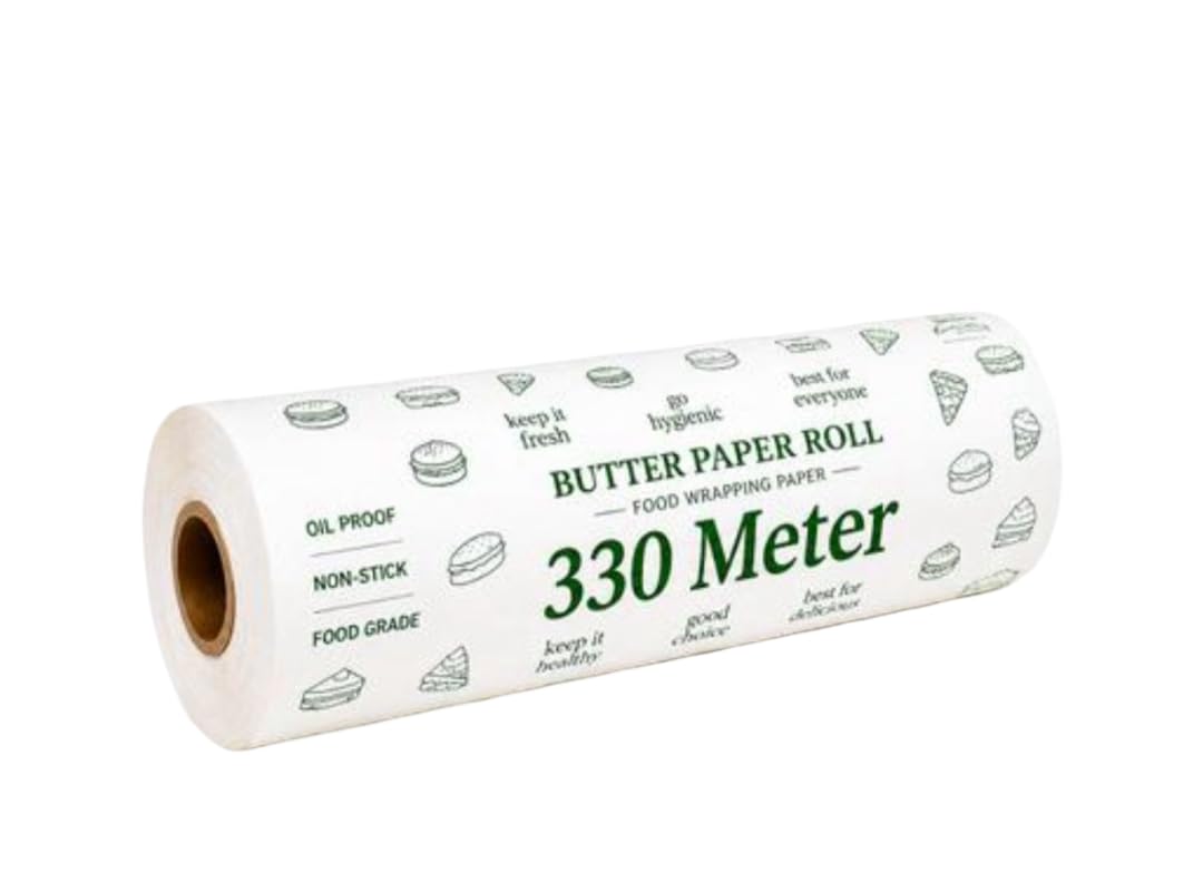 Food Grade Butter Paper Roll 330 Meter Non-Stick Parchment Paper | Heat Resistant, Baking & Cooking Use, Pack of 1-image-9
