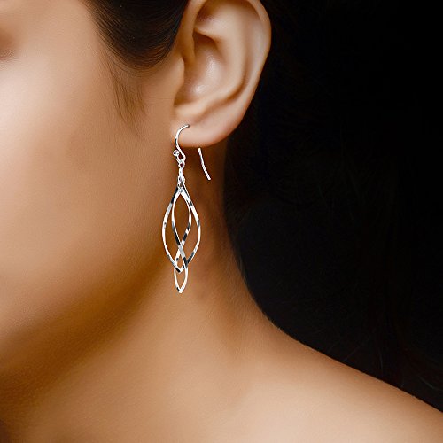 Lecalla Sterling Silver Jewelry Classic Linear Loops Design Twist Wave Drop Dangler Earring For Women #TOP4