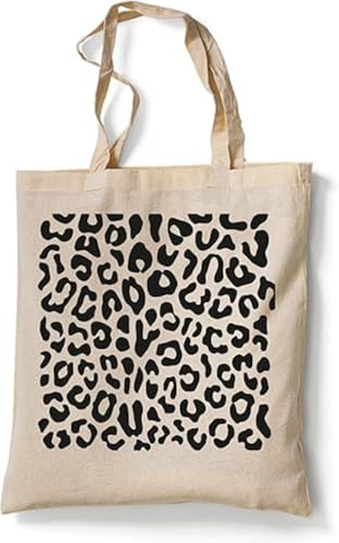 Jutebeutel Leopardenmuster „Animal Print“ Beige – Stoffbeutel / Stofftasche aus 100 % Baumwolle, nachhaltige Einkaufstasche / Shopper / Tote Bag mit Motivdruck, Geschenkidee – tradercat