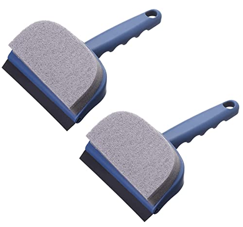 XIWALAI 2 STÜCKE Tragbare doppelseitige Glasreinigungsbürste, 2-in-1-Fensterwäscher, Fensterglasreinigungs-Waschausrüstung, Schwamm, Glaswischer, Autoglaswischer (Blue)